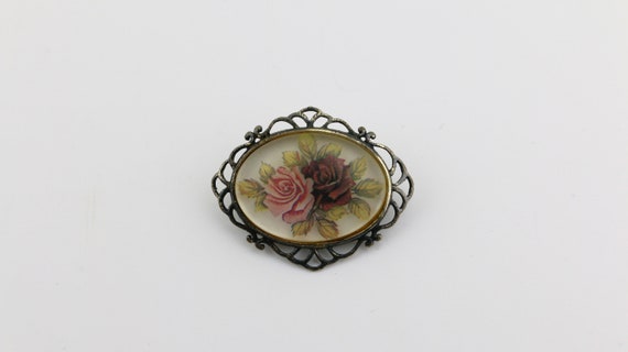 Vintage Antique Handmade Flower Floral Roses Desi… - image 7