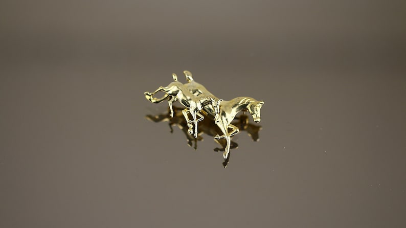 Vintage Beautiful Shiny Horse Horses Mom and Child Gold Plated Design Brooch Sterling Silver 925 BB 2200