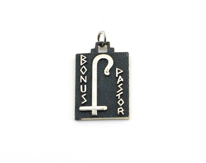 Vintage Bonus Pastor Rectangle Shape Religious Creed Design Pendant 925 Sterling PD 2968N