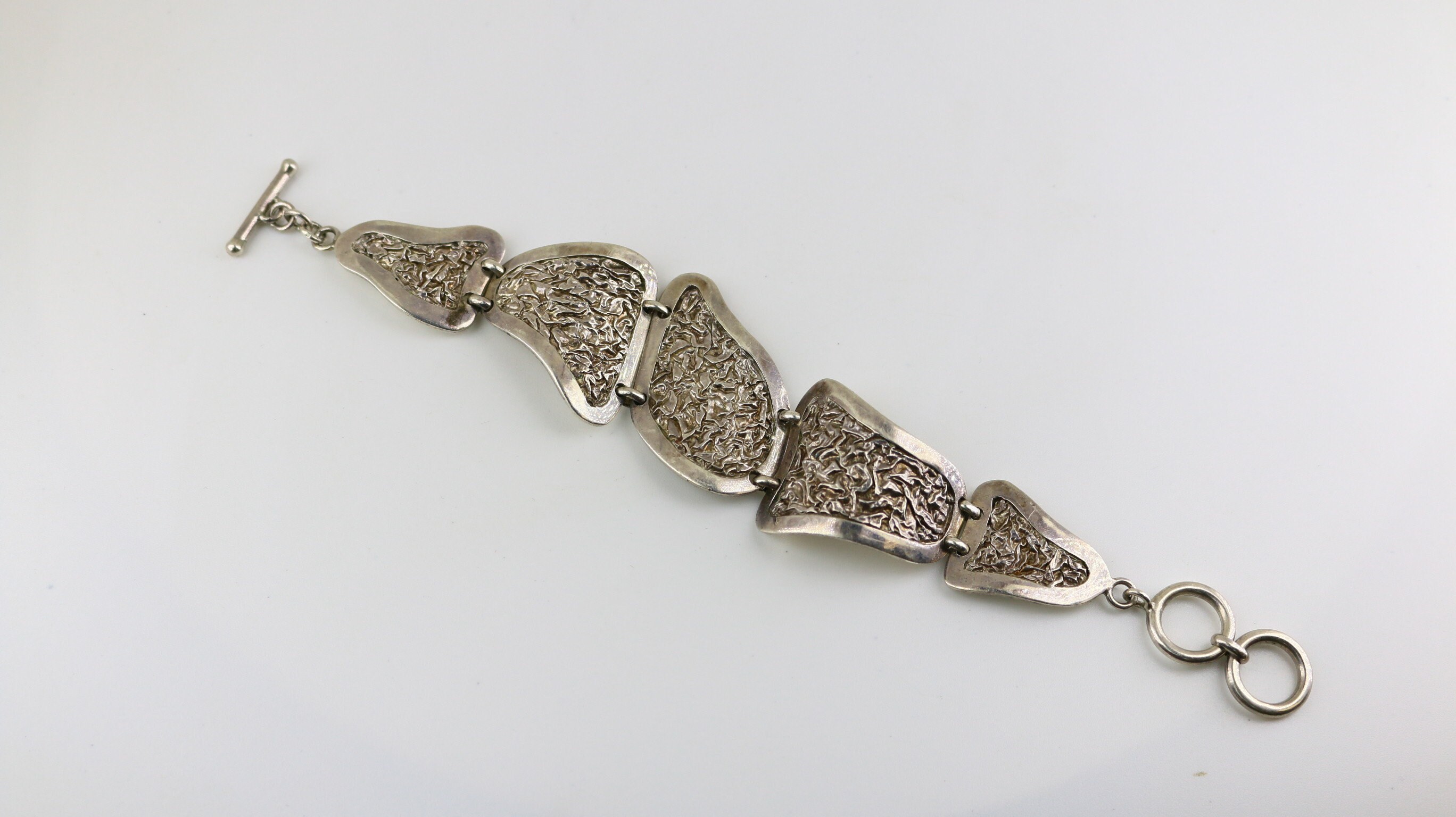 vintage silver bracelet デザイン ブレスレット 925 Vintage Silver Men's Bracelet Retro Design 21cm Length Used