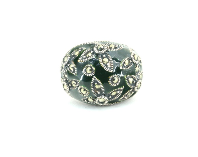 Vintage Size 6.75, 7, 7.5, 8.5 Dome Shape Floral Marcasite  Ring 925 Sterling Silver Rg 1933