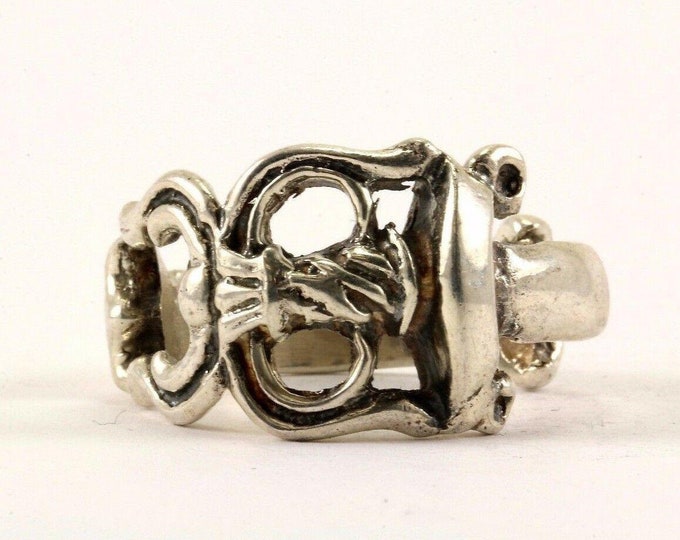 Vintage Size 11 Antique Design Cocktail Ring 925 Sterling Rg 703(123757174634)
