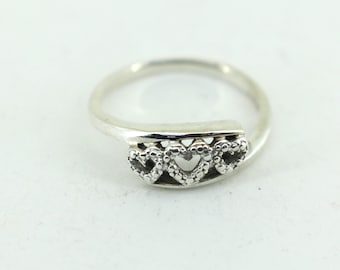 Vintage Size 8 Natural Diamond Love Ring 925 Sterling RG 2094