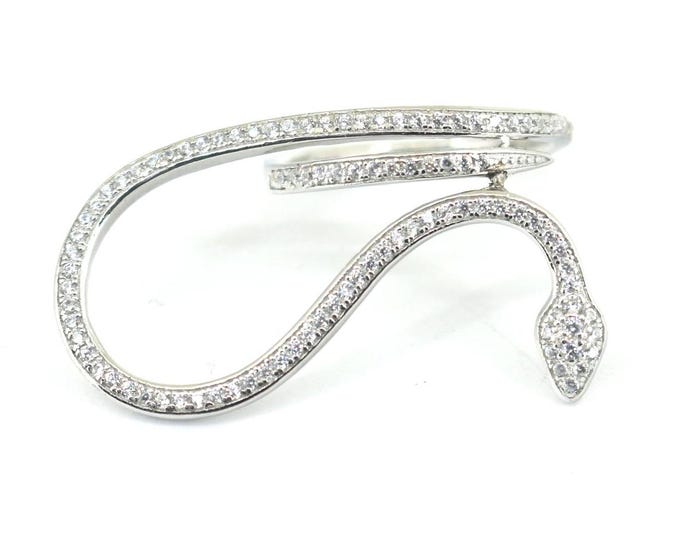 Vintage Snake Cocktail Knuckle Crystals CZ Design Band Statement Ring 925 Sterling Silver RG 4536