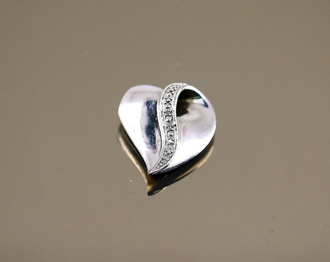 Vintage Beautiful Cut Open Scroll Crystals CZ Heart My Precious Daughter Love Mom Design Pendant 925 Sterling PD 2579