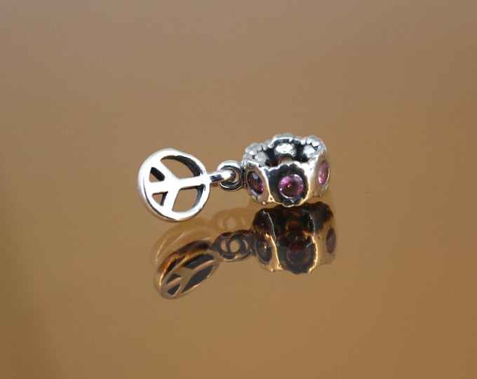Vintage Pandora Piece Sign Charm Block Bead For European Bracelet Sterling Silver CH 7A