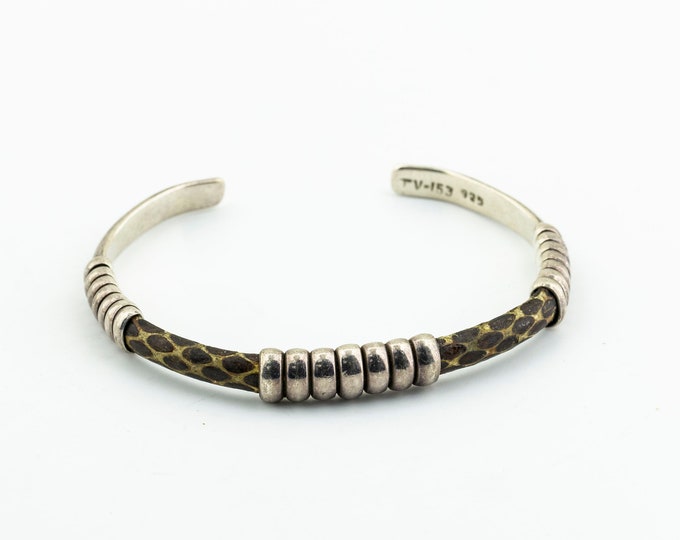 Vintage Snake Skin Design Twisted Wire Beautiful Girl's Cuff Bracelet 925 Sterling Silver BR 3410Q