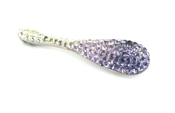 Vintage Shiny Q-tip Style White Purple Crystals C… - image 2