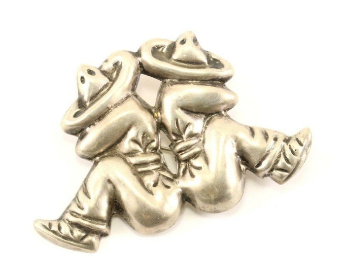 Vintage Large Mexico Twin Design Pin/brooch 925 Sterling Bb 1226(123720979291)