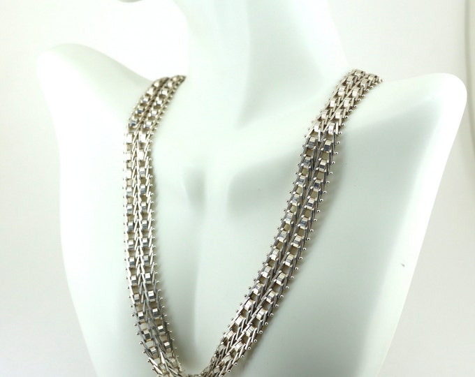 Vintage 17 In Unisex Italy Flat Links 925 Sterling Silver Necklace NC 621