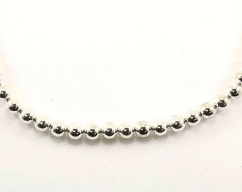 Vintage Large Beads Necklace 925 Sterling Silver Nc 958