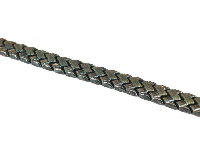 Vintage  Unisex  Mechanical Plain Cable Chain Links Design Bracelet 925 Sterling BR 240