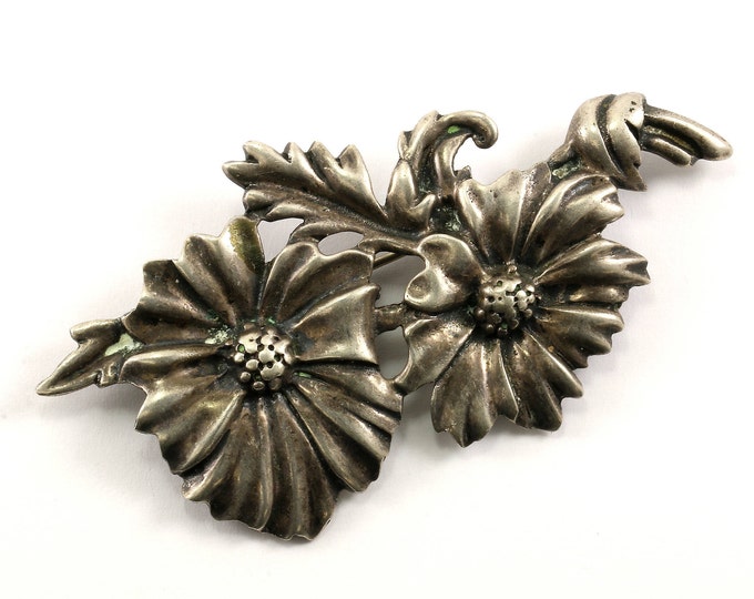 Vintage Flowers Floral Design Pin/Brooch 925 Sterling Silver BB 715-E