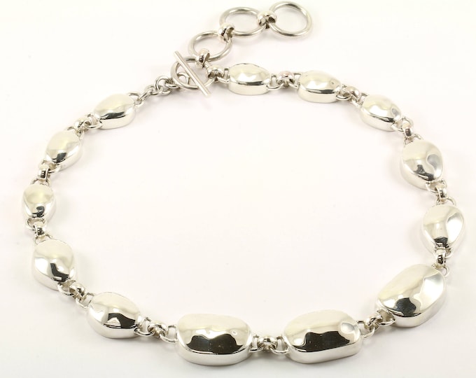 Vintage Mexico Free Form Link Necklace 925 Sterling Silver NC 248-E