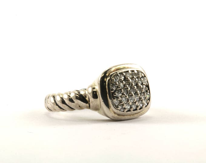 Vintage Size 6 Clear Crystal Design Cocktail Ring 925 Sterling RG 2893