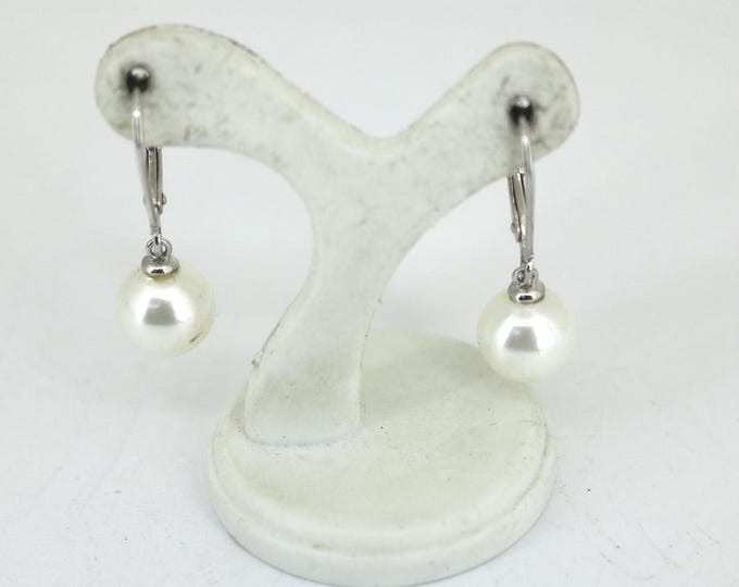 Vintage Minimalistic Pearl Imitation Screw Back Earrings Sterling Silver 925 ER 1803
