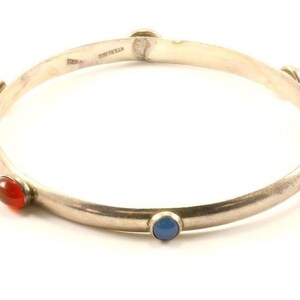 Pulsera de diseño de piedras redondas ovaladas multicolor vintage 925 Sterling Br 1103