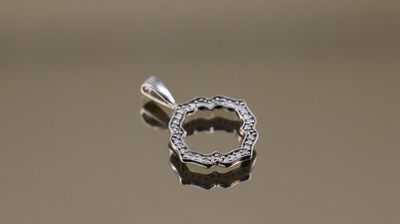 Vintage Real Diamonds Small Beautiful Arabic Flower Design Pendant 925 Sterling PD 2236E