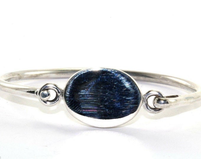 Vintage Oval Engravable Id Hook Loop Polished Bangle Bracelet Sterling Br 1730(123759779486)