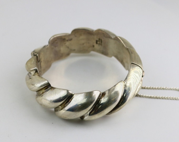Vintage Beautiful Braid Big Simple Design Bracelet 925 Sterling Silver BR 181