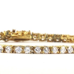 Vintage Shiny Round Crystals Tennis Bracelet 925 Sterling Br 1117(123726800132)