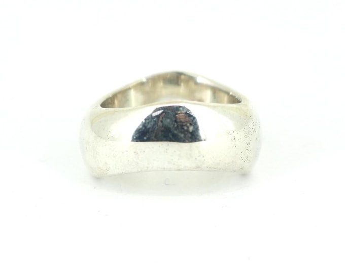 Vintage Puffy Wavy Design Across Comfort Fit Wedding Band Ring 925 Sterling RG 852