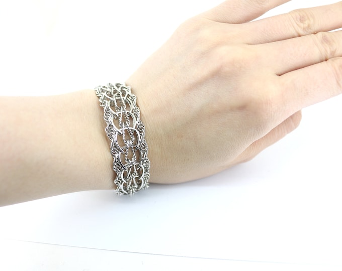 Vintage Elco Link  Chain Charm Bracelet 925 Sterling BR 1862