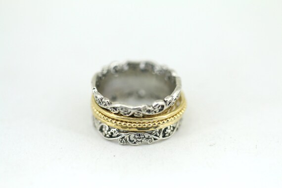 Size 7.25 OR Paz PZ Israel Yellow Gold Vermeil Sp… - image 3