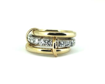 Handmade 14K Yellow Gold  3.22 Carat CVD Lab Grown Diamonds Spinelli Ring