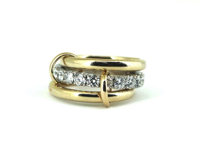Handmade 14K Yellow Gold  3.22 Carat CVD Lab Grown Diamonds Spinelli Ring
