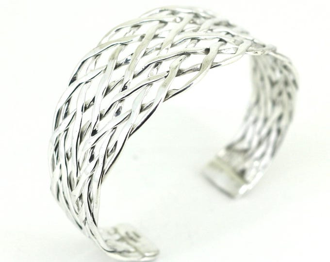 Vintage Mexico Erick's Braided Design Cuff Bracelet 925 Sterling Silver BR 2789