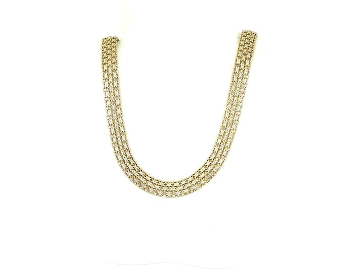 Vintage Italy Estate Bismark Style Gold Plated Link Chain  Necklace Sterling Silver NC 1862