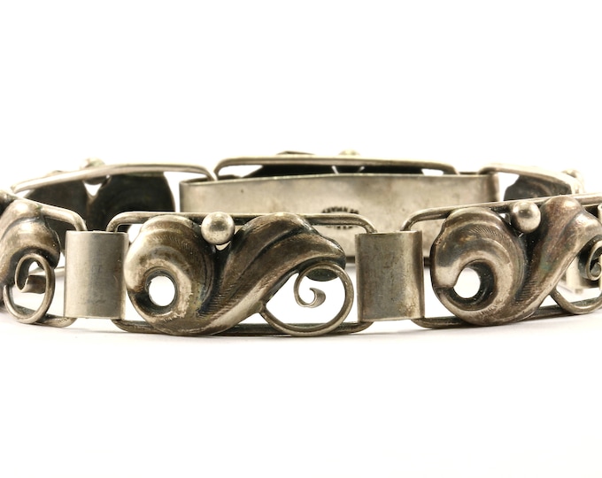 Vintage John L Lauritzen Denmark Floral Link Bracelet 925 Sterling BR 2514