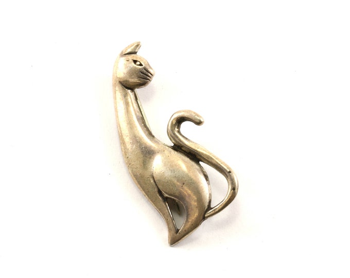 Vintage Kitty Cat Kitten Design Pin/Brooch 925 Sterling BB 1269