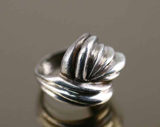 Vintage Abstract Scroll Twisted Rose Design Ring 925 Sterling Silver Size 5.75 RG 4371