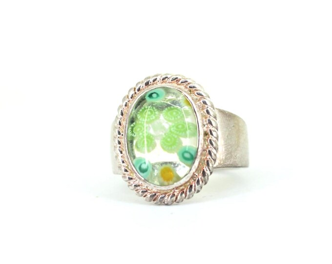 Vintage Size 7| Epoxy Resin| Oval Statement  Ring 925 Sterling Silver  4776
