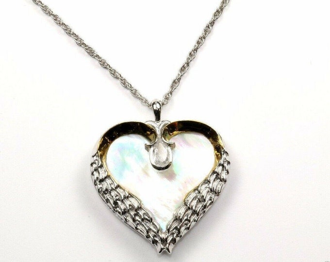 Quote Love Heart Mother Of Pearl Pendant Necklace 925 Sterling Nc 491