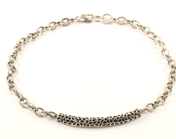 Vintage Onyx Bar Design Necklace 925 Sterling Silver NC 471