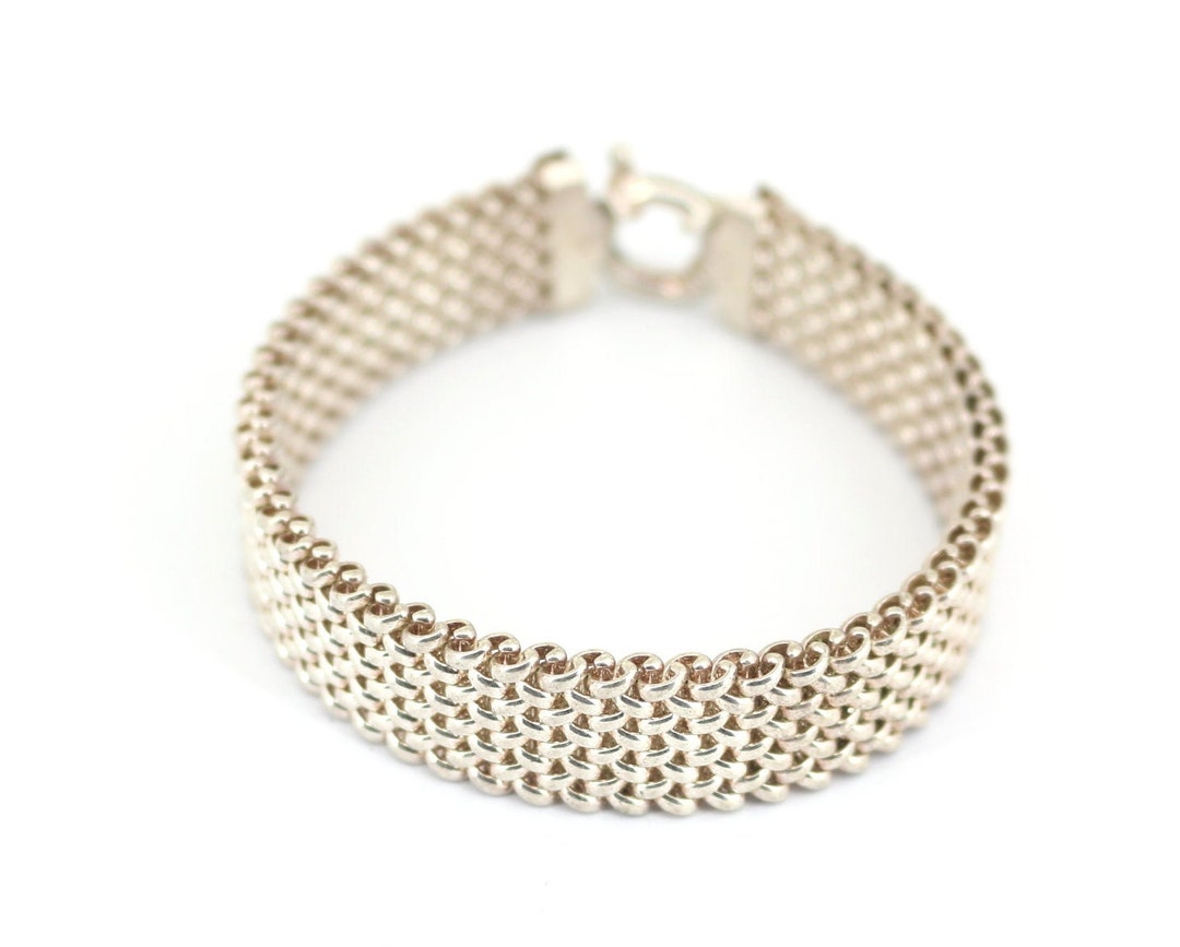 Vintage Wearable Chain Wide Design Bracelet 925 Sterling BR