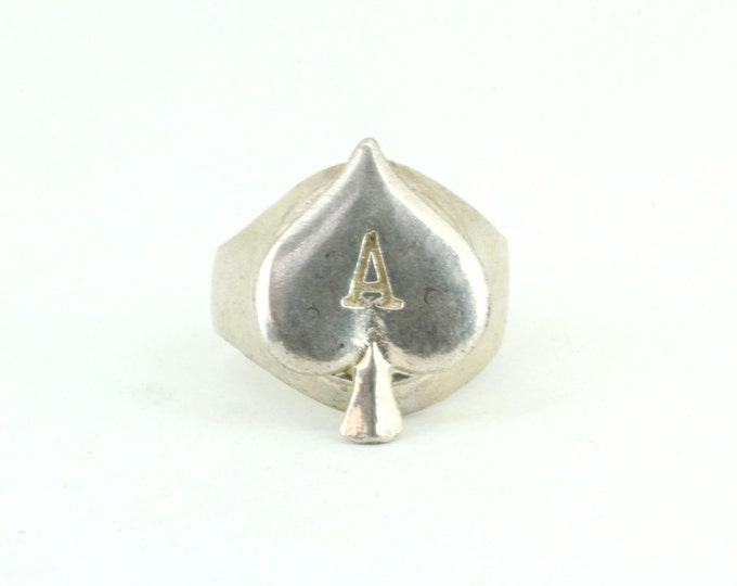 Vintage Size 13.75 Spades Ring 925 Sterling  RG 1662