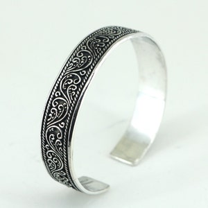 Vintage Indonesia BA Bali Ornate Filigree Cuff Bracelet Sterling Silver BR 2631