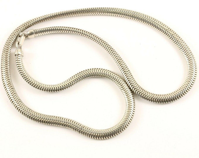 Vintage 18 Inch Italy Flat Snake Chain Design Necklace 925 Sterling Nc 1558