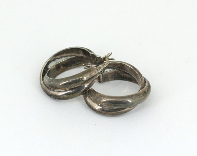 Vintage Fluted Round  Hoop Design Earrings 925 Sterling Silver ER 431