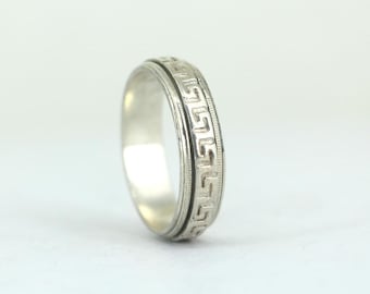 925 Sterling Silver Vintage Greek Maze Band Ring Size 9.25 - Etsy