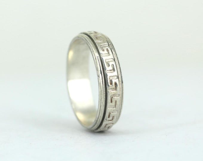 Vintage Greek Rotating Band Ring  925 Sterling Silver Size 11 3/4 RG 4762