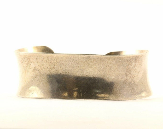 Vintage Wave Concave Cuff Bracelet Sterling 925 Br 2484(123720997390)