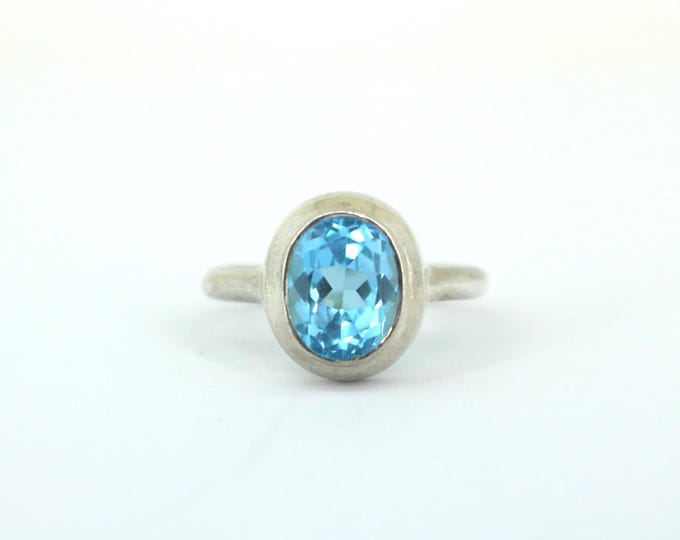 Vintage Boma Signed Topaz Stone Cocktail Ring Sz 8 925 Sterling Rg 4189
