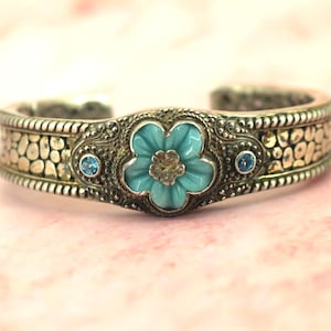 Vintage Mexico MWS Blue Turquoise Bangle Bracelet 925 Sterling