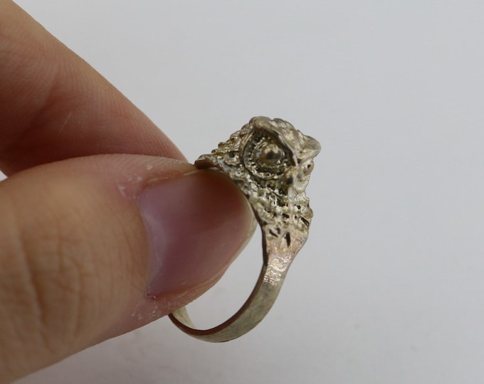 Vintage Size 6.25 Owl Magic Bird Mystic Design Ring 925 Sterling Silver RG 4341S