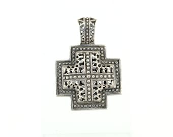 Vintage Religious Cross Design Pendant 925 Sterling Silver PD 2095